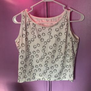 Alien graphic white crop tank top tumblr
